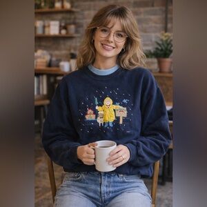 Vintage top stitch Crew Neck Sweater size large‎